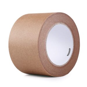 LLPT Kraft Paper Gummed Tape Recyclable Writable Tearable for Carton Sealing Photo Frame Seal 3” x 165 Ft Color Brown (PGB130)