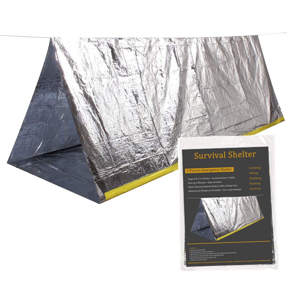 Ninth C 2-Person Emergency Tube Tent,8’ X 5’ Waterproof Mylar Thermal Survival Shelter Tent for Hiking Camping