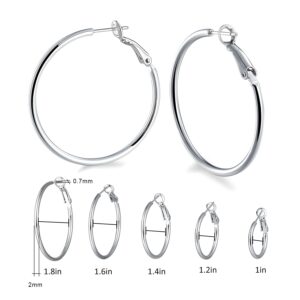 5 Pairs 316L Hoop Earrings For Women Stainless Steel Hoop Earring Set 25mm 30mm 35mm 40mm 45mm