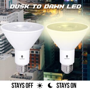 2 Pack PAR30 LED Flood Dusk to Dawn Light Bulbs Outdoor Photocell Sensor 12W 100 Watt Equivalent 1200 Lumens Waterproof E26 5000K Cool White Super Bright Auto On/Off Security Spotlight Indoor/Outdoor