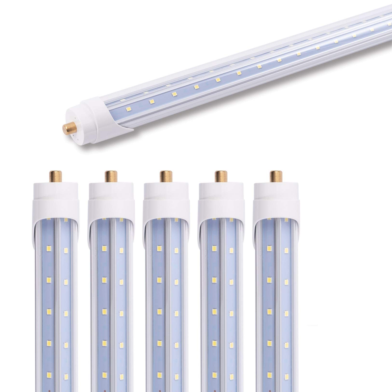 WAHADI 6-Pack 6FT 40W T8 LED Tube Light Daylight White 6000k with Dual-Row LED Chips FA8 Single Pin Base Clear Cover 6 Foot LED Bulbs to Replace T8 T10 T12 Fluorescent Light, ETL Listed