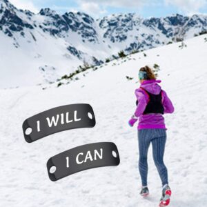 ENSIANTH I Can I Will Shoe Lace Tag I Can I Will Trainer Tags Fitness Inspirational Gift Motivational Runners Gift (I Can I Will Shoe Tag black)