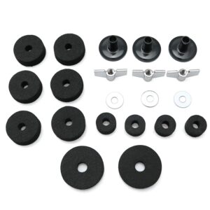 Longdex 21PCS Cymbal Replacement Accessories Cymbal Felt Pads Hi-Hat Clutch Felt Hi Hat Cup Felt Cymbal Sleeves with Base Wing Nuts and Washers