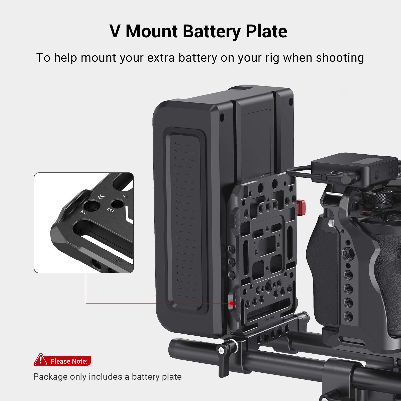 SmallRig V Mount Battery Plate, V-Lock Mount Battery Plate Quick Release Plate - 2988