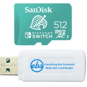 SanDisk 512GB Nintendo Switch MicroSD Card/Memory Card for Nintendo Switch Lite 512 GB (SDSQXAO-512G-GNCZN) Bundle with 1 SD & MicroSDXC Card Reader