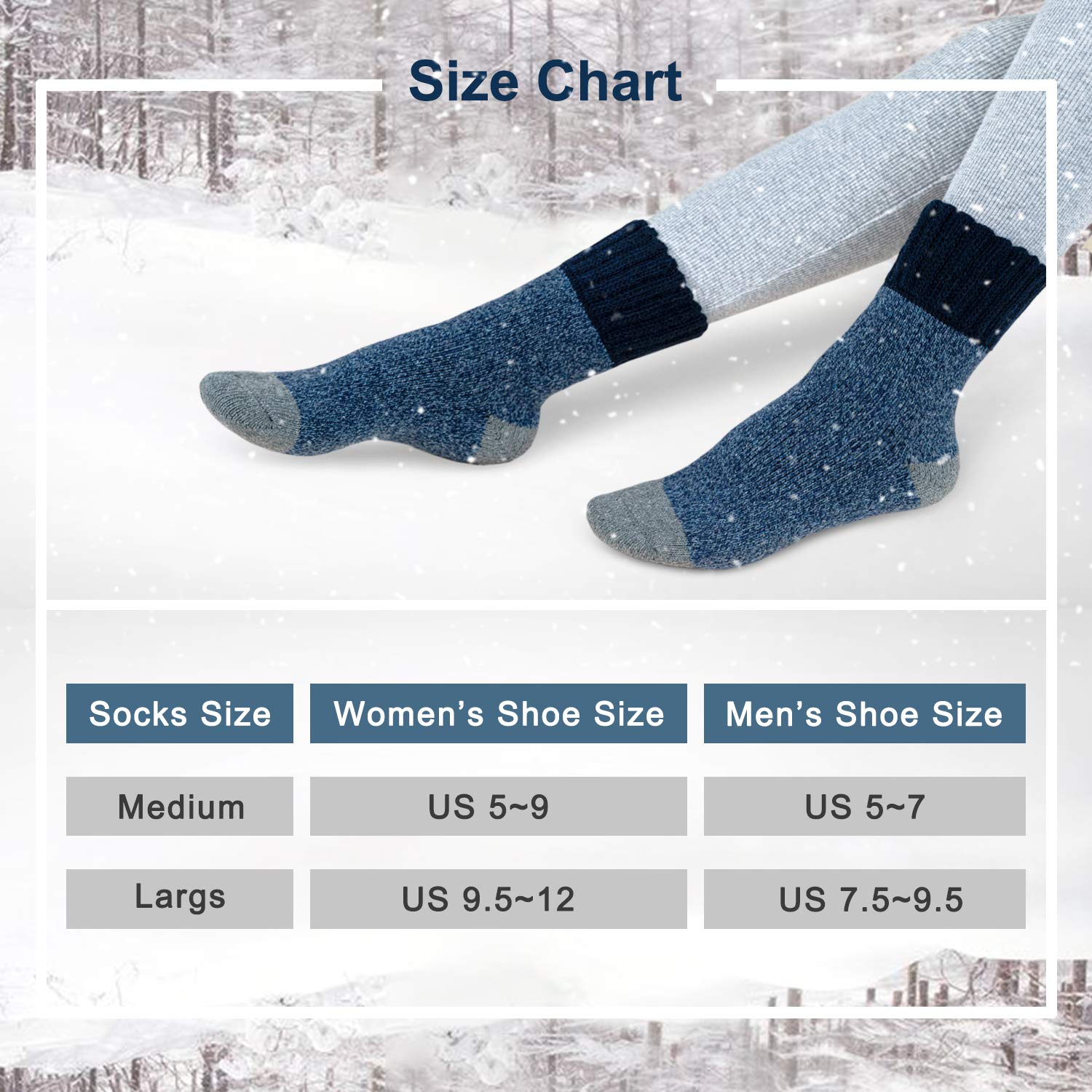 Time May Tell Womens Merino Wool Socks Thick Knit Warm Cushion Wool-Socks-for-Women 2/3 Pack(Dark Grey/Brown/Blue/Multi(3 Pairs),US Size 5~9)