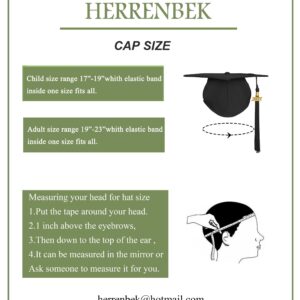 Herrenbek Matte Adult Graduation Cap with 2024 2025 Tassel Unisex Adjustable Graduation Cap Black