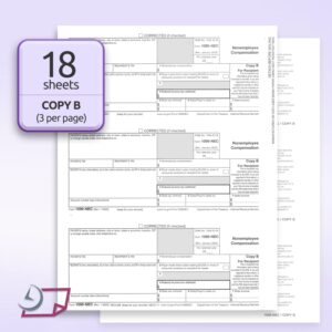 NextDayLabels - 1099-NEC Forms for 2024, 4-Part Tax Forms, Vendor Kit of 50 Laser Forms and 50 Self-Seal Envelopes, Forms Designed for QuickBooks, TFP and Other Accounting Software