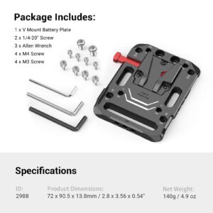 SmallRig V Mount Battery Plate, V-Lock Mount Battery Plate Quick Release Plate - 2988