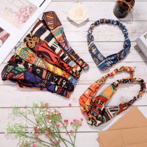 9 Pieces African Headbands Boho Print Headband Turban Twist Knot Elastic Hair Bands Wide Headwrap Vintage Headband Workout Yoga Sports Hair Accessories for Women Girls