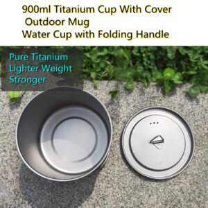 BIVOUAC 900ml Titanium Pot With Lid Titanium Cup titanium camping cookware Camp Pot Titanium Coffee Cup Backpacking