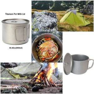 BIVOUAC 900ml Titanium Pot With Lid Titanium Cup titanium camping cookware Camp Pot Titanium Coffee Cup Backpacking