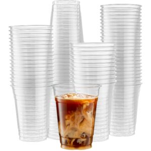 elegant disposables [100 count] 16 ounce crystal clear pet cups for iced coffee, cold drinks, slush, smoothy's, slurpee, party's, plastic disposable cups