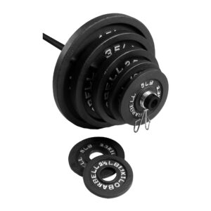 wf athletic supply 300 lb cast iron olympic weight set with 7’ olympic bar for muscle toning, strength building, weight loss - multiple choices available (a. charcoal)