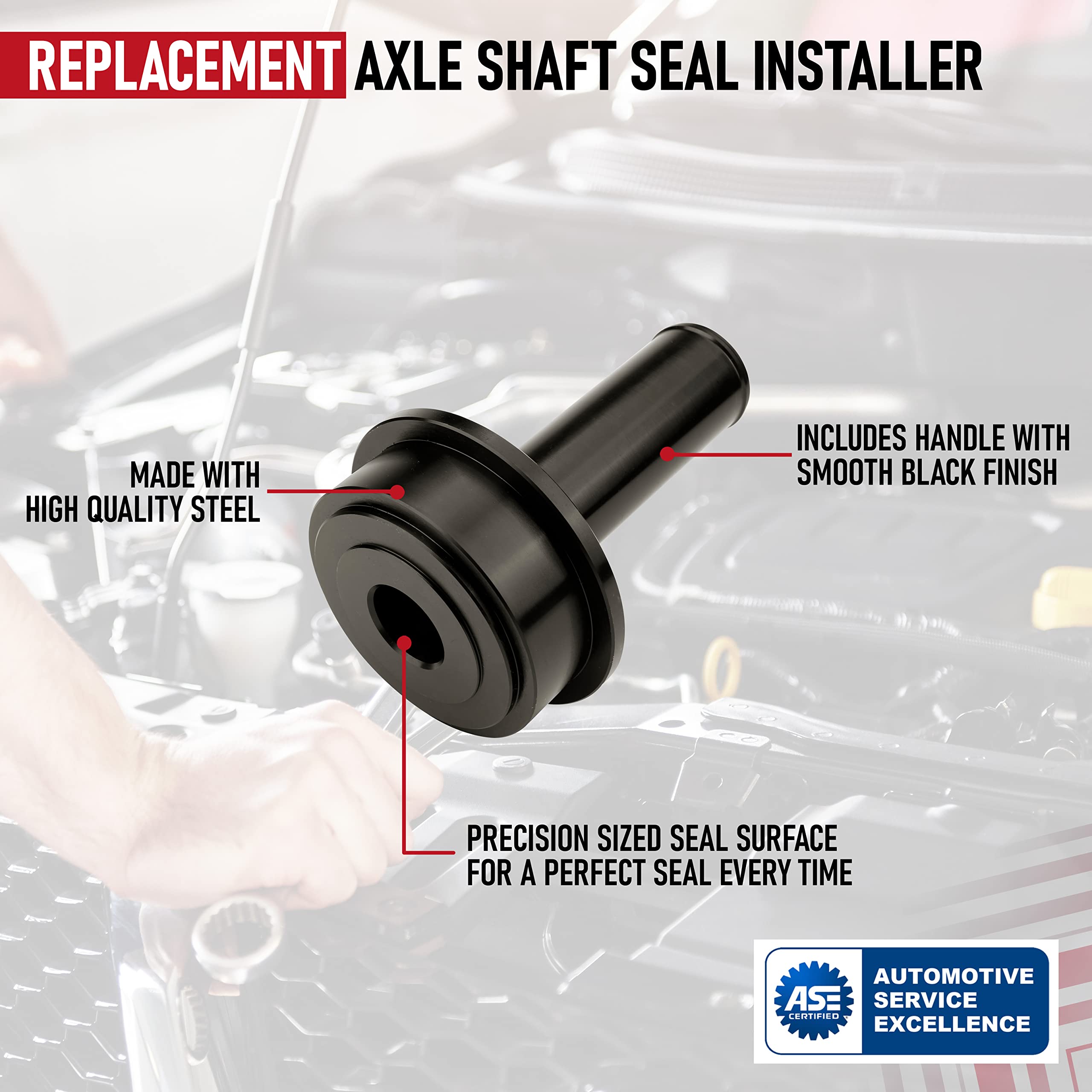 Axle Shaft Seal Installer - Compatible with Ford Vehicles - 1998-2004 F-250, F-350 Super Duty, F-450, F-550, Excursion 4x4 - Replaces 6695, T83T-3132-A1, 205-429 - Wheel Knuckle Vacuum Seal Tool Press