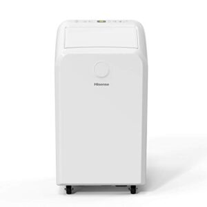 hisense portable air conditioner 8,000 btu cooling dehumidifier fan for rooms up to 350 sq.ft, remote control, long distance air flow, white