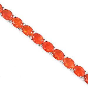 15.60 CT Natural Ethiopian Welo Fire Orange Cut Opal Gems October Birthstone 925 Sterling Silver Tennis Bracelet Gift For Her (rhodium-plated-gold, 8.5)