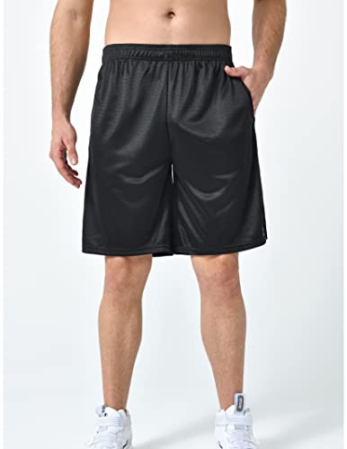 5 Pack: Mens Athletic Shorts, 9" Mesh Basketball Shorts Men Active Gym Shorts with Pockets (Set 1, Large)