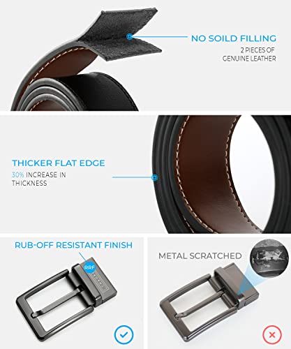 CHAOREN Mens Belts Leather Reversible - One Belt, Two Styles for Dress and Casual Wear