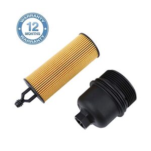 Oil Filter and Oil Filter Housing Cap Assembly , Fits For Chrysler Dodge Jeep Ram - 200, 300, Challenger, Charger, Durango, Cherokee, Wrangler,Replaces# 68191350AA, 917-190