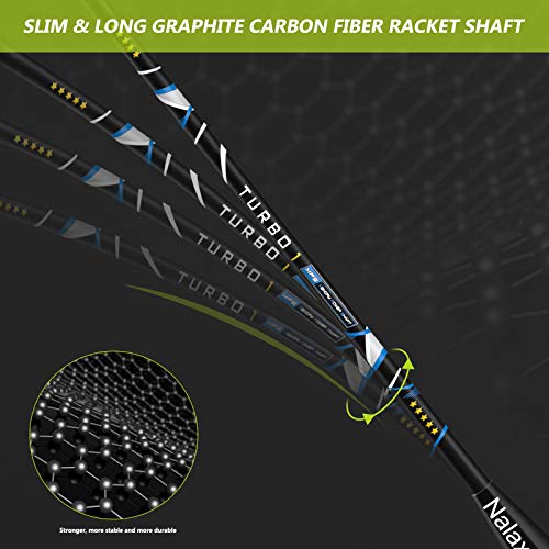 Nalax Badminton Set,2 Player Badminton Rackets Carbon Fiber Badminton Racquet with 3 Shuttlecocks and 1 Carrying Bag,Badminton Backyard Games for Outdoor,Garden,Beach,Family Fun Game