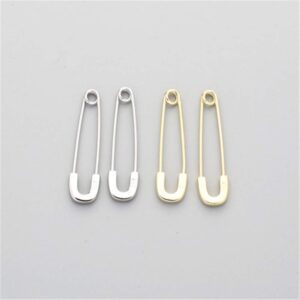 Cute Sterling Silver Safety Pin Small Hoop Earrings for Women Girls Men Minimalist Geometric Cartilage Huggie Sleeper Hoops Hypoallergenic 14K Gold Plated Personalized Jewelry (Silver 22mm)