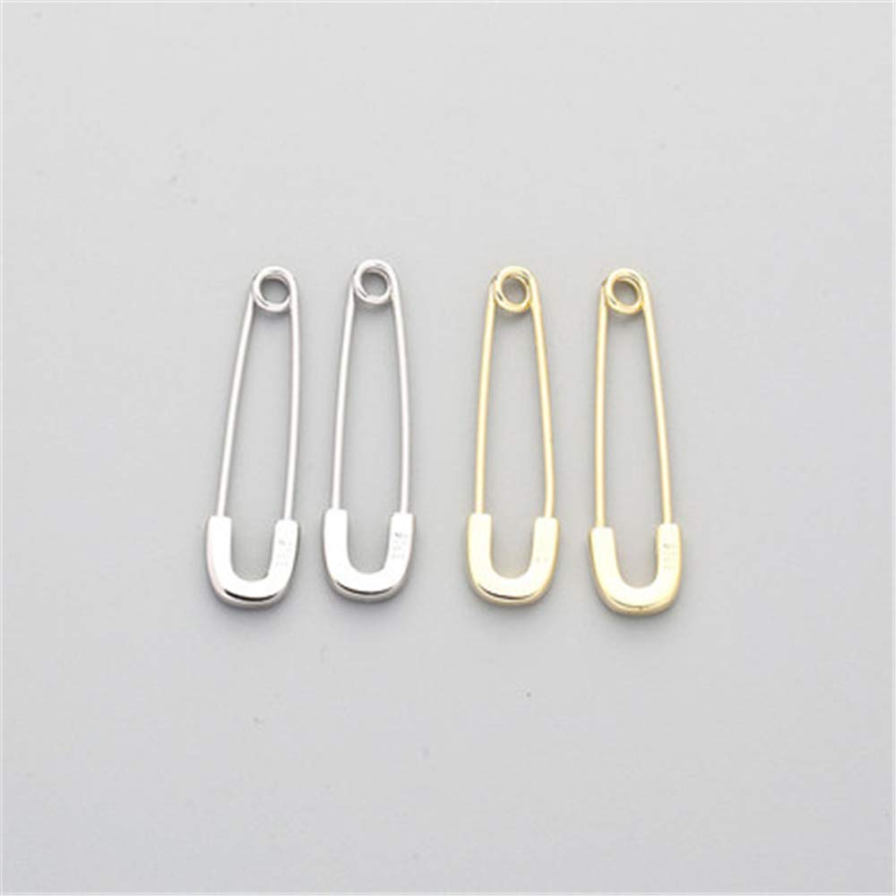 Cute Sterling Silver Safety Pin Small Hoop Earrings for Women Girls Men Minimalist Geometric Cartilage Huggie Sleeper Hoops Hypoallergenic 14K Gold Plated Personalized Jewelry (Silver 22mm)