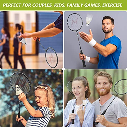 Nalax Badminton Set,2 Player Badminton Rackets Carbon Fiber Badminton Racquet with 3 Shuttlecocks and 1 Carrying Bag,Badminton Backyard Games for Outdoor,Garden,Beach,Family Fun Game