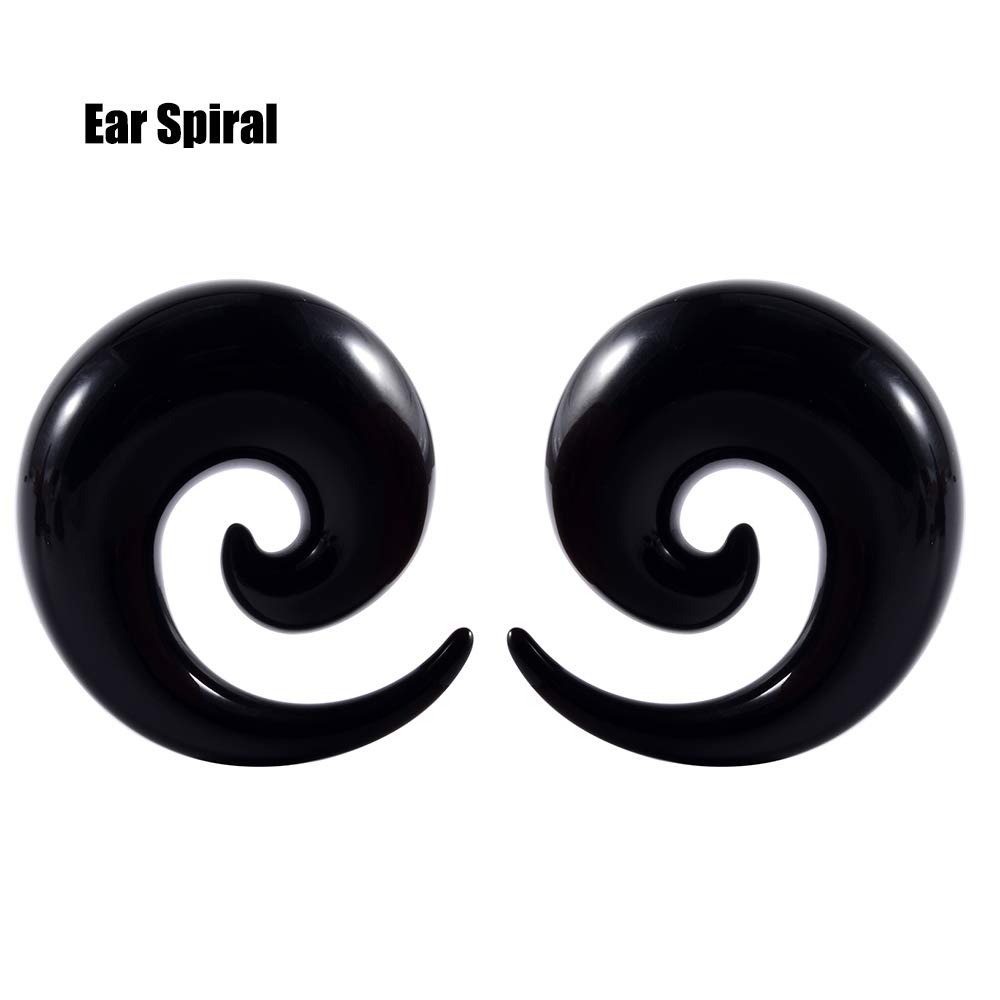 CHUANCI 3Pairs Acrylic Black Ear Taper Ear Spiral Expander Ear Plugs Surgical Steel Ear Tunnel Gauges Ear Stretcher Piercing Body Jewelry (3 Pairs Mix Style,1/2''(12mm))