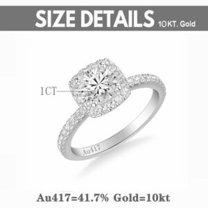 Aihpos 10K Solid Gold Halo Engagement Rings for Women White Gold 1-1/4 Carat (ctw) Moissanite Engagement Rings Wedding Anniversary Promise Rings for Her(Size 7)