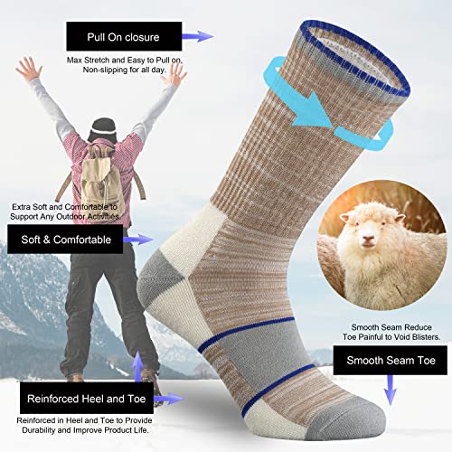 Ortis Men's Merino Wool Cushion Crew Socks with Moisture Wicking Control Light Weight Breathable for Outdoor Hiking Cycling(Mix Color2 L)