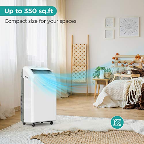 Hisense Portable Air Conditioner 8,000 BTU Cooling Dehumidifier Fan for Rooms up to 350 sq.ft, Remote Control, Long Distance Air Flow, White