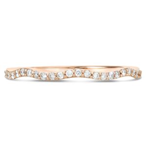 LE VIAN 1/6 Carat Diamond Wavy Stackable Band Ring for Women in 14k Rose Gold (H-I Color, VS2-SI1 Clarity, cttw) Anniversary Wedding Band Ring Size 7 by LeVian