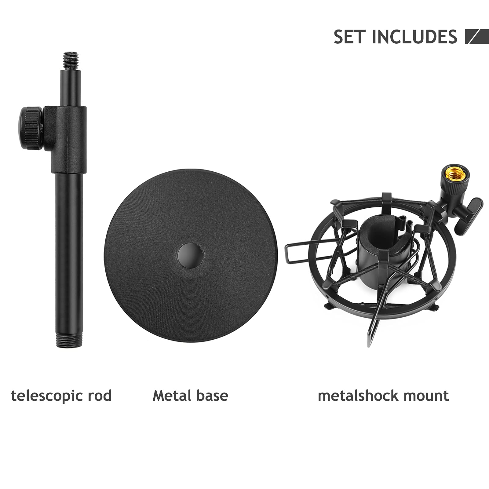 Desk Microphone Stand, Adjustable Table Mic Stand with Shock Mount Holder for Shure SM58-LC SM57-LC Cardioid Dynamic Microphone by Frgyee