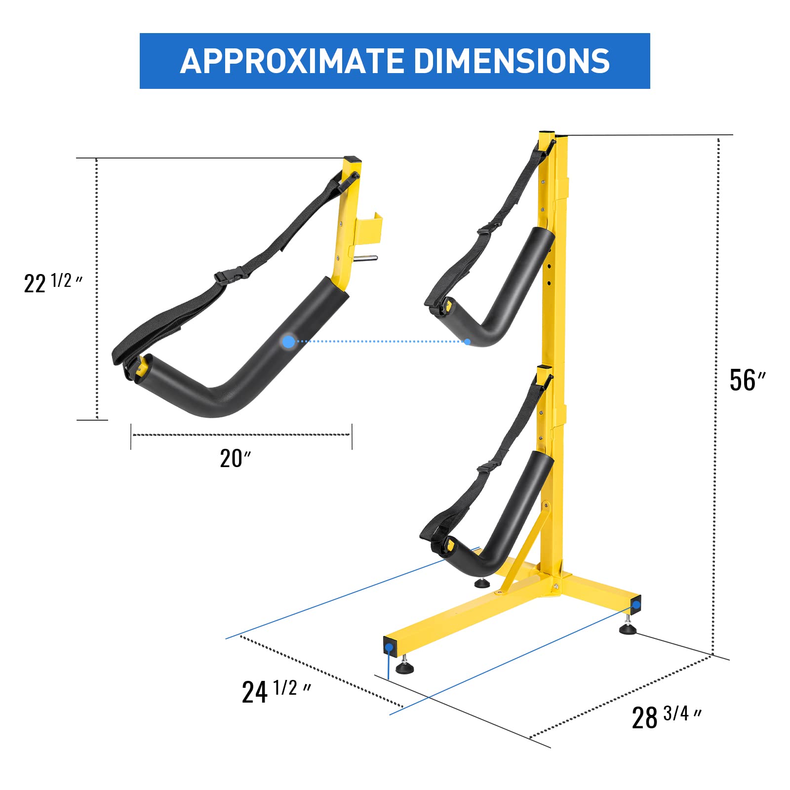 Double Kayak Storage Rack Free Standing Storage for Two Kayak, SUP, Canoe and Paddleboard, Indoor Outdoor or Garage