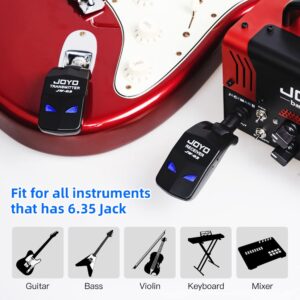 JOYO 2.4GHz Wireless Guitar System 4 Channels Rechargeable Audio Wireless Transmitter Receiver for Guitar Bass Electric Instruments (JW-03)