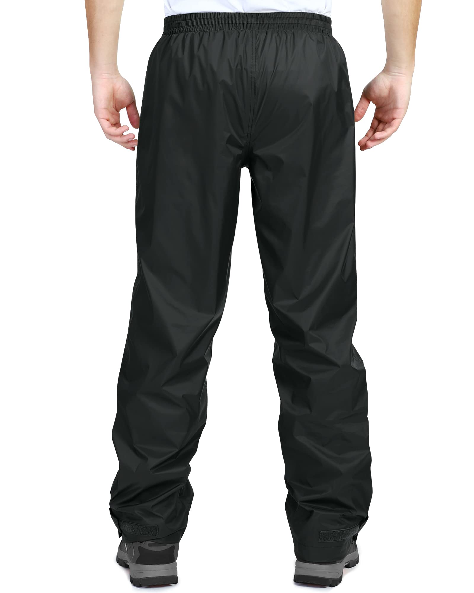 33,000ft Men's Rain Pants, Waterproof Rain Over Pants, Windproof Outdoor Pants for Hiking, Fishing Black