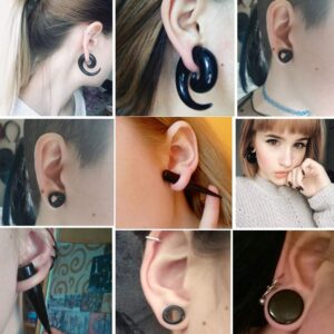 CHUANCI 3Pairs Acrylic Black Ear Taper Ear Spiral Expander Ear Plugs Surgical Steel Ear Tunnel Gauges Ear Stretcher Piercing Body Jewelry (3 Pairs Mix Style,1/2''(12mm))