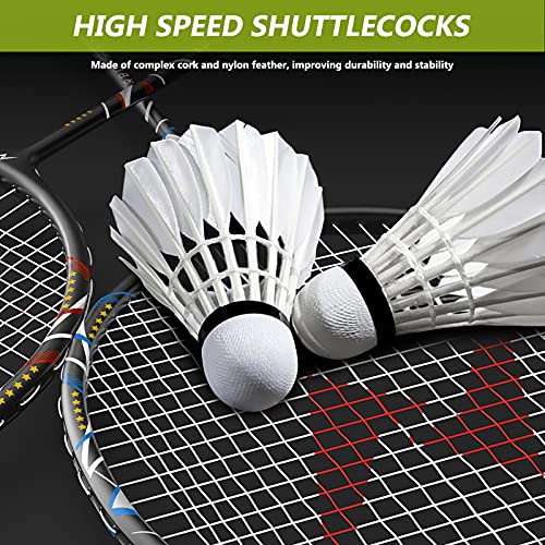 Nalax Badminton Set,2 Player Badminton Rackets Carbon Fiber Badminton Racquet with 3 Shuttlecocks and 1 Carrying Bag,Badminton Backyard Games for Outdoor,Garden,Beach,Family Fun Game