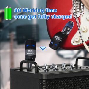 JOYO 2.4GHz Wireless Guitar System 4 Channels Rechargeable Audio Wireless Transmitter Receiver for Guitar Bass Electric Instruments (JW-03)