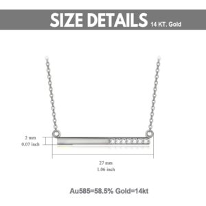 14K Solid Gold Diamond Bar Necklace for Women, 0.1 ct Round Natural Diamond White Gold Bar Pendants Fine Jewelry for Wife, Mom, Girlfriend (E-F, SI2-I1) 16"-18"