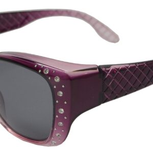 PZ - Polarized Sunglasses Wear to Cover Over Prescription Glasses UV Protection Rhinestones (Purple Fade + Polarized Grey)