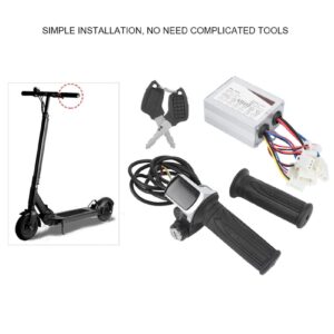 Brush Controller, 24V 500W Brush E to Bike Controller and Multifunction Thumb Throttle Grip Set with Lock Electric Quantity Display