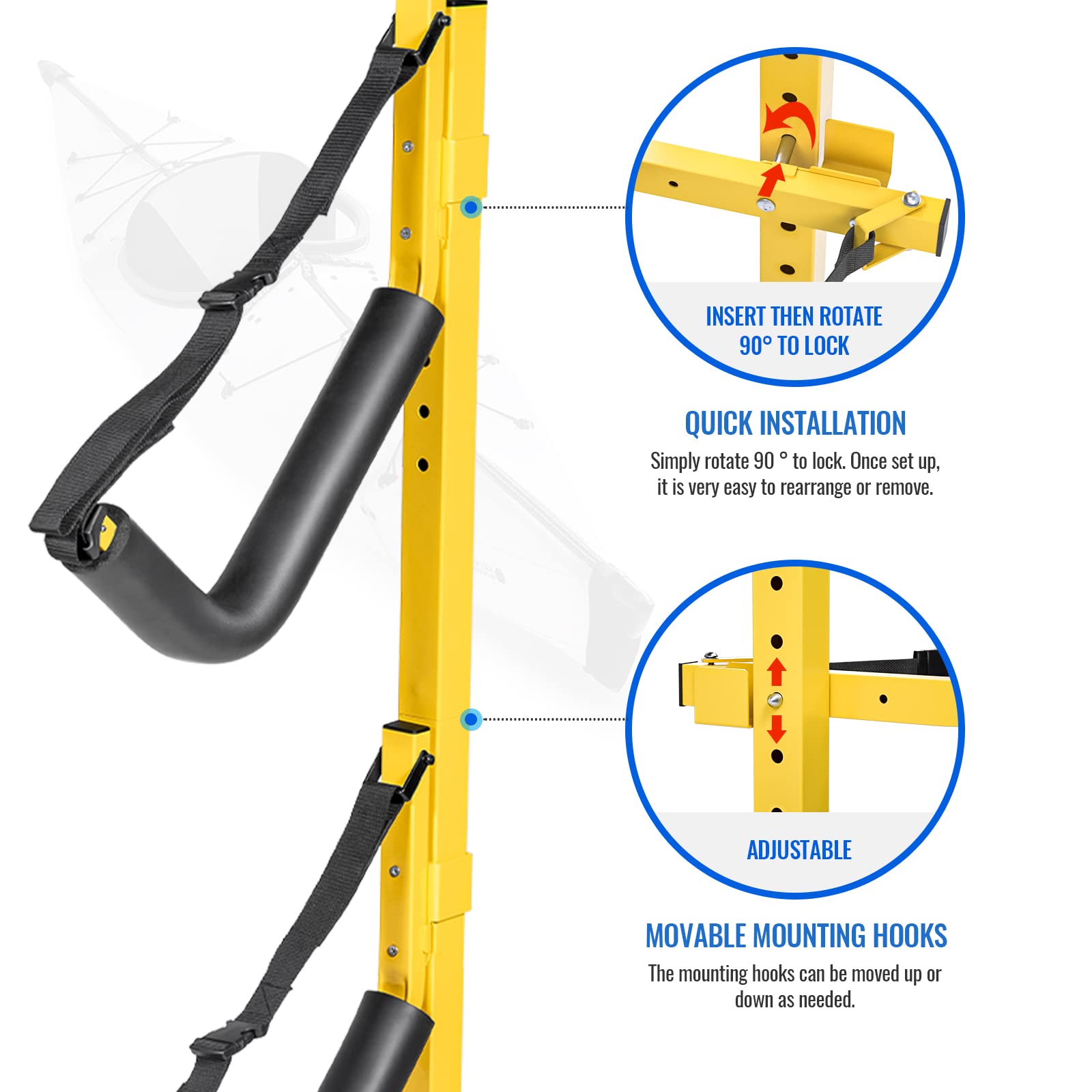 Double Kayak Storage Rack Free Standing Storage for Two Kayak, SUP, Canoe and Paddleboard, Indoor Outdoor or Garage