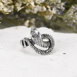 AeraVida Foxy Snake Coil Wrap Around .925 Sterling Silver Ring | Animal and Nature Inspired Silver Ring for Women | Elegant Snake Ring Accessory | Anniversary Jewelry Gift | Size (12)