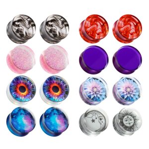 tbosen 16pcs set mixed acrylic ear gauges plugs and tunnels ears gauges piercing expander stretchers gift 0g-1" in 8mm-25mm