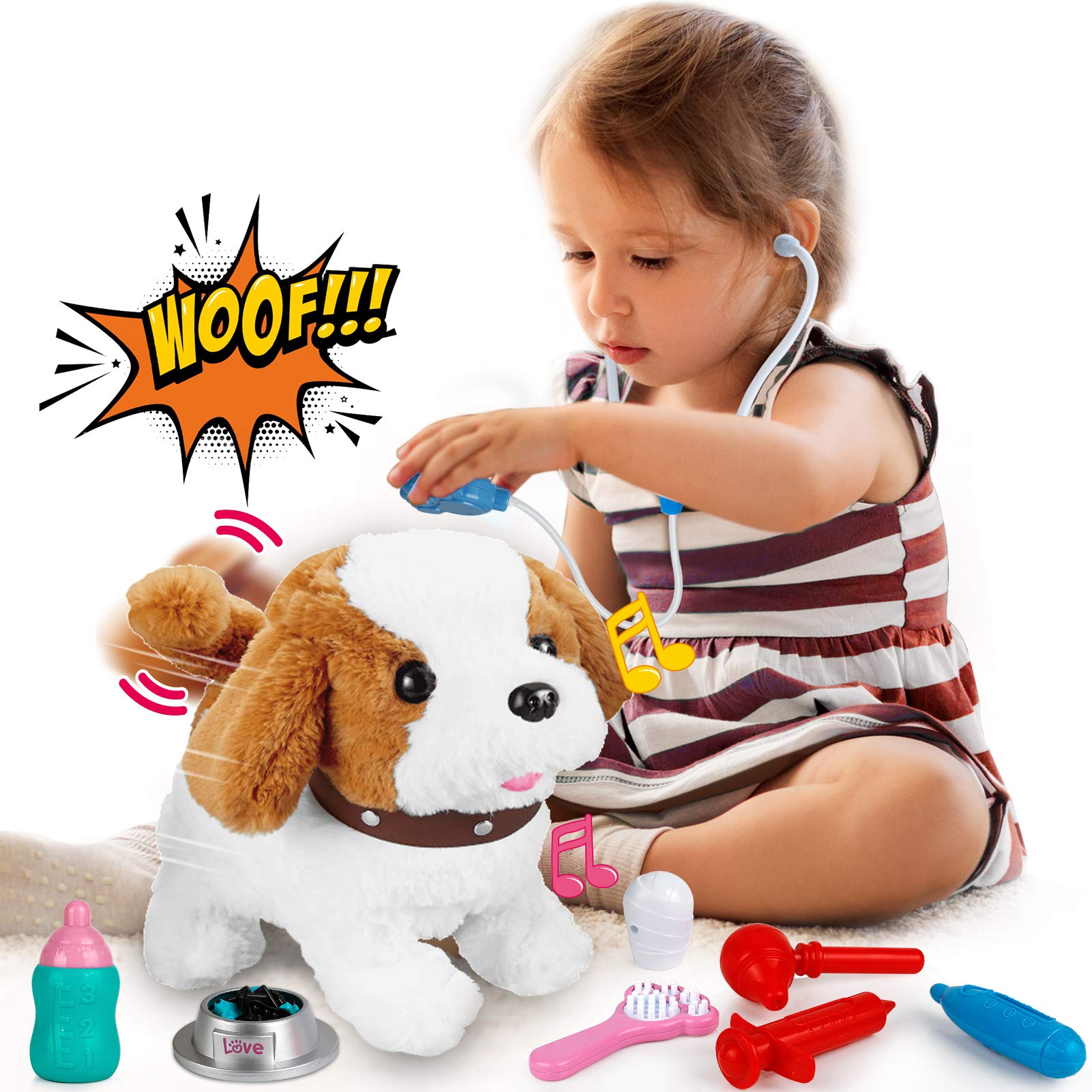 Airbition Realistic Puppy Dog Toy for Kids, Walking, Barking, Singing, Tail Wagging, Like Real Robotic Present Pet Toy for Toddler Kids Girls Boys