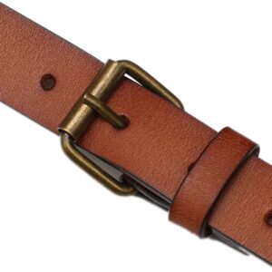 EURYNOME Leather Suspenders For Men Wide Genuine Leather Suspenders Adjustable Brown Personalized groomsmen gifts