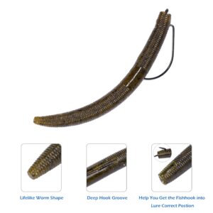 Bombrooster Rubber Worms Senkos 4" 5" Salt Impreatation Soft Plastic Lures Kit Bass Fishing with Hook,Blade,Lock