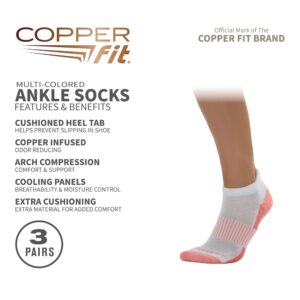 Copper Fit unisex adult Ankle Length Sport Socks, White, Large-X-Large US